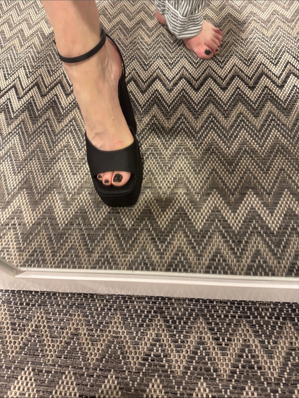 Mango Satin Black Open-Toe Ankle-Strap Platform Sandals